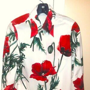 $1,290 Dolce & Gabbana floral poppy cotton shirt blouse